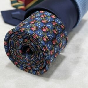 Valentino Vintage Silk Blue and Pink Floral Tie